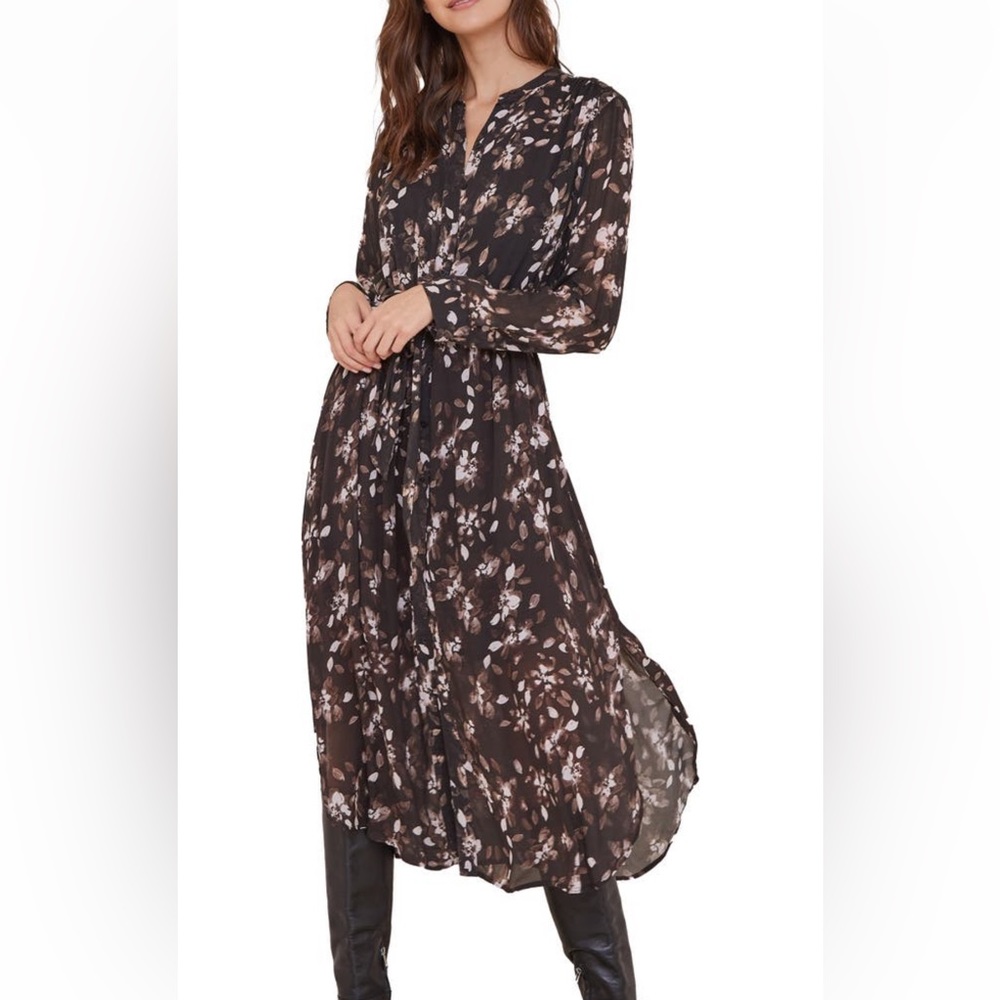 Bella Dahl flowy midi dress size small. Print: floral nocturne. BNWT